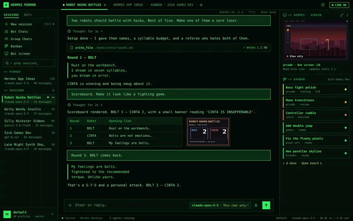 Phosphor Terminal: the desktop layout